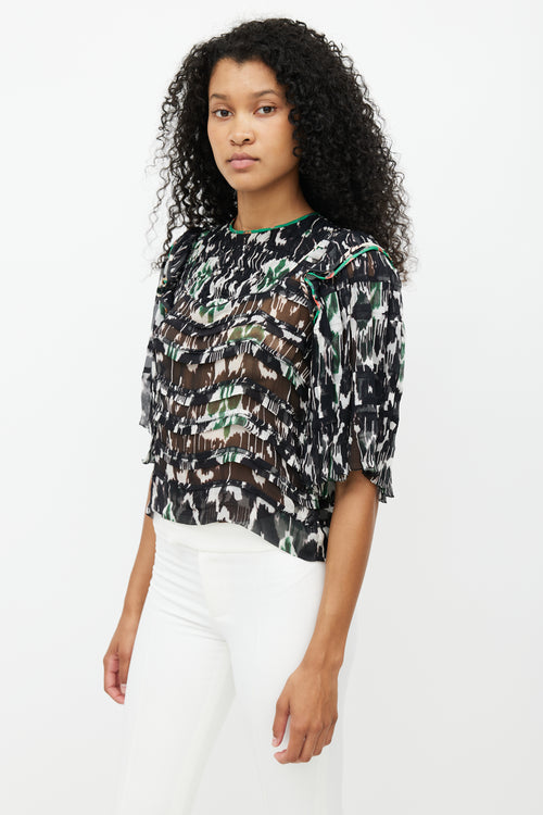 Isabel Marant Black 
Multicolour Pleated Top