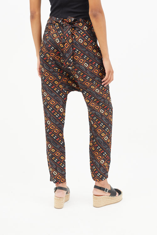 Isabel Marant Black 
Multicolour Print Wrap Silk Trouser