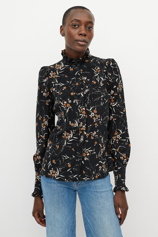 Isabel Marant Black 
Orange Floral Button Up Top