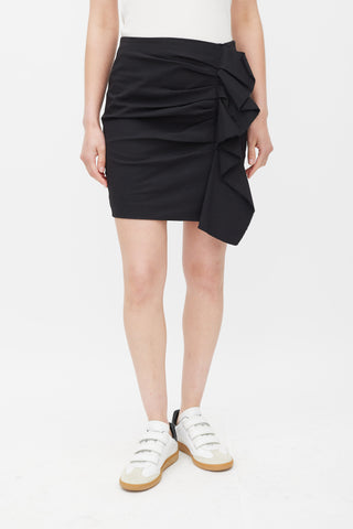 Isabel Marant Black Pleated Ruffled Skirt