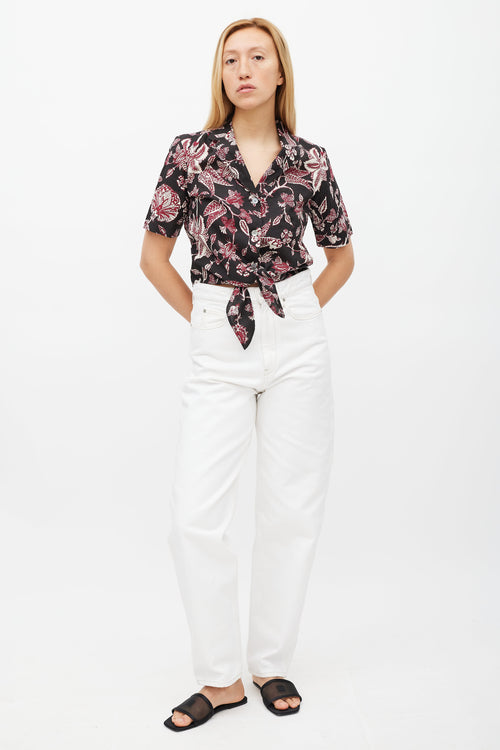 Isabel Marant Black 
Red Floral Neel Tie Shirt