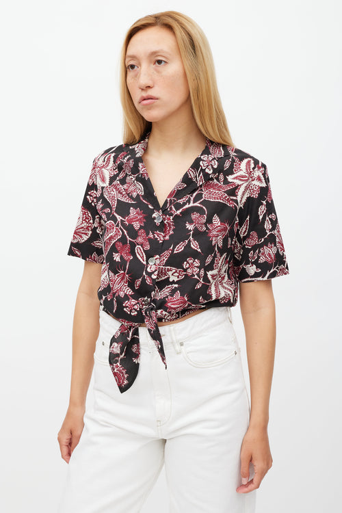 Isabel Marant Black 
Red Floral Neel Tie Shirt