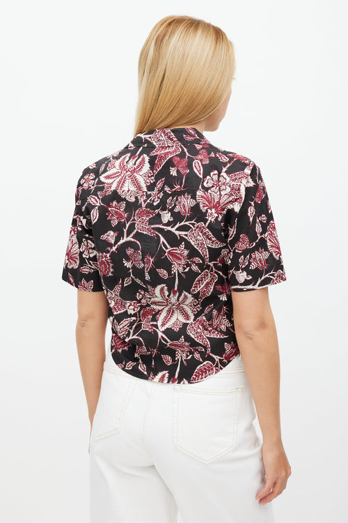 Isabel Marant Black 
Red Floral Neel Tie Shirt