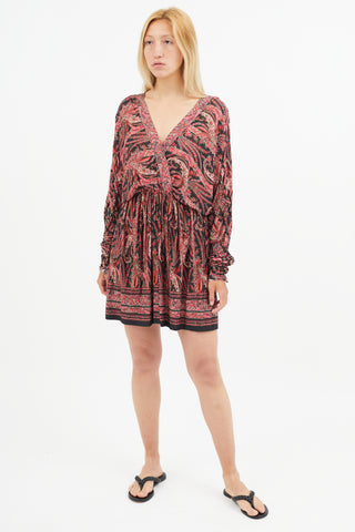 Isabel Marant Red 
Black Paisley Print Dress