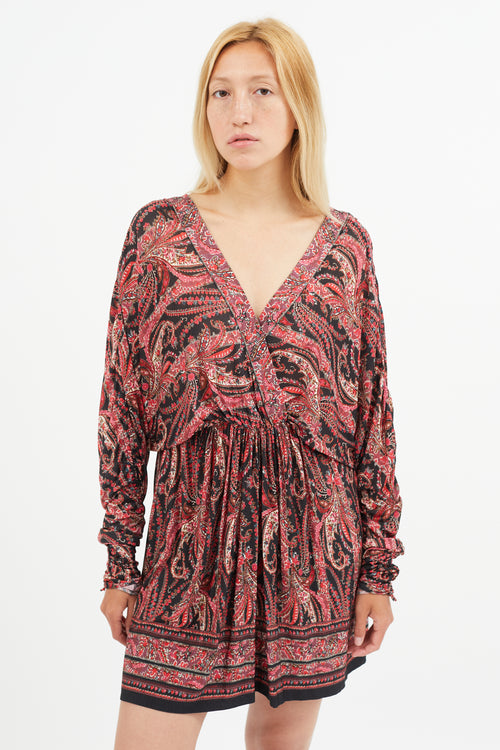 Isabel Marant Red 
Black Paisley Print Dress