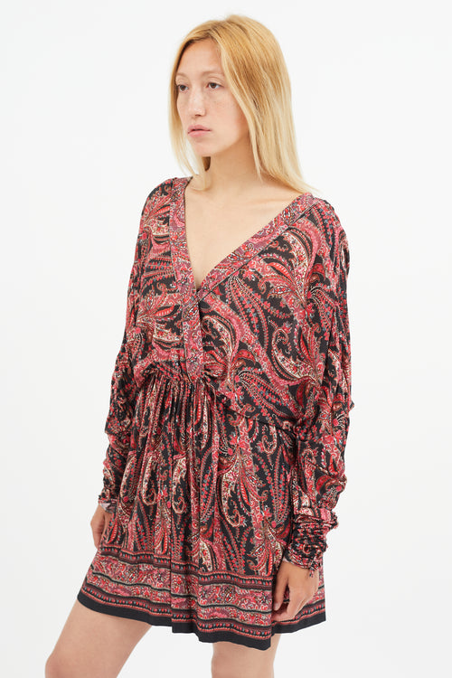 Isabel Marant Red 
Black Paisley Print Dress