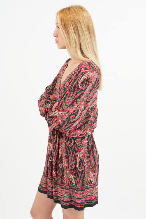 Isabel Marant Red 
Black Paisley Print Dress