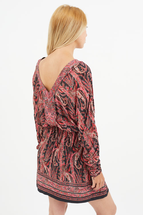 Isabel Marant Red 
Black Paisley Print Dress