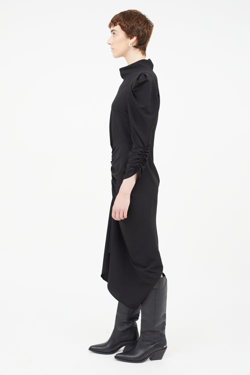 Isabel Marant Black Ruched Long Sleeve Dress