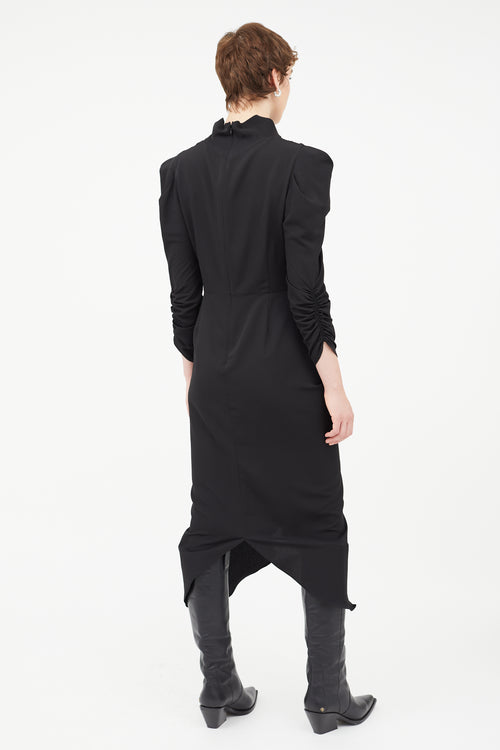 Isabel Marant Black Ruched Long Sleeve Dress