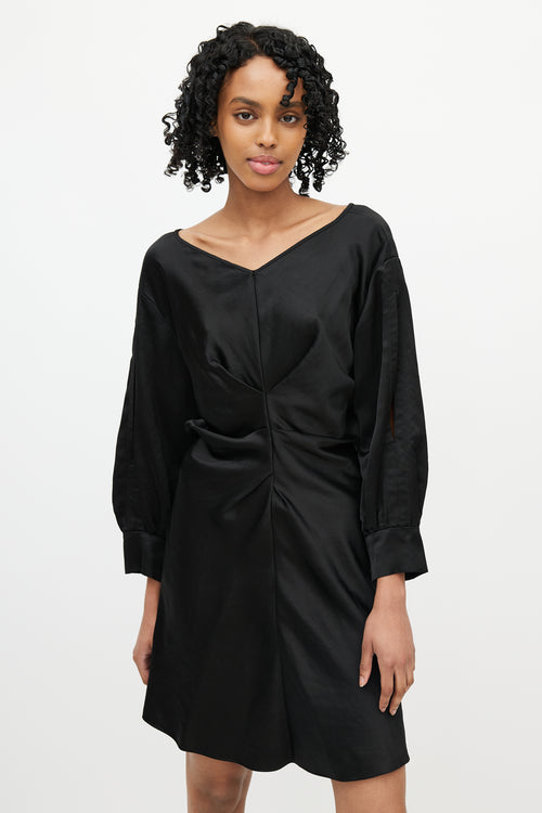 Isabel Marant Black Satin Ruched Dress