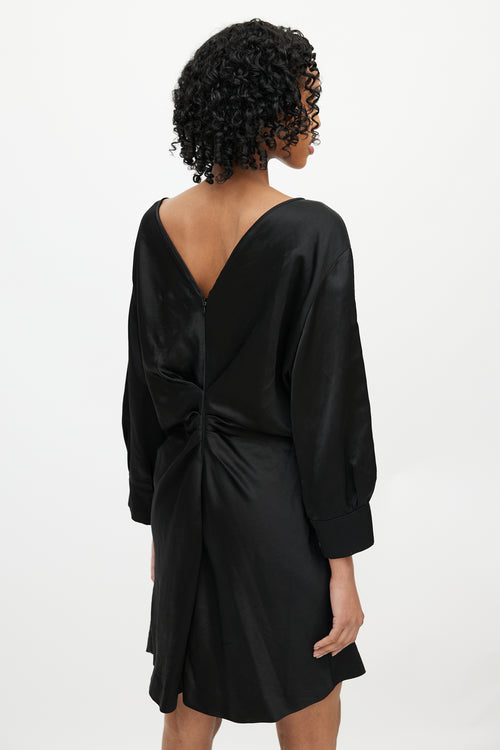 Isabel Marant Black Satin Ruched Dress