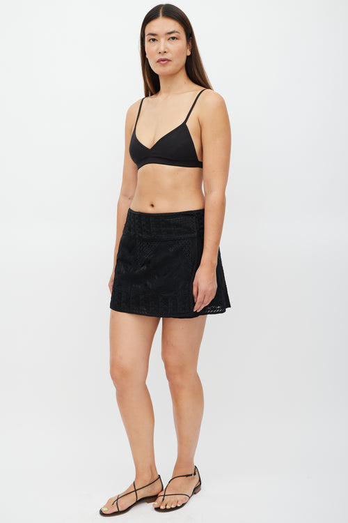 Isabel Marant Black Silk Embroidered Mini Skirt