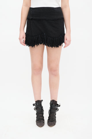 Isabel Marant Black Silk Fringe Skirt