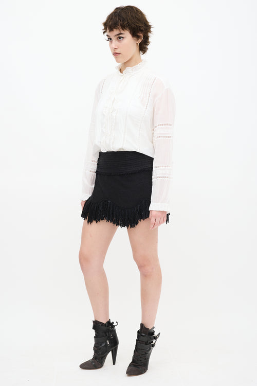 Isabel Marant Black Silk Fringe Skirt