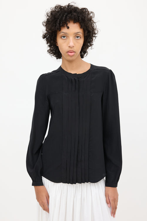 Isabel Marant Black Silk Pleated Shirt