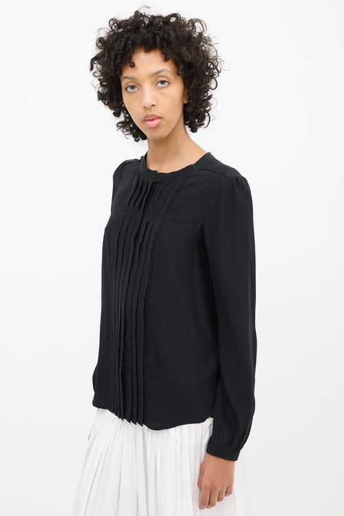 Isabel Marant Black Silk Pleated Shirt