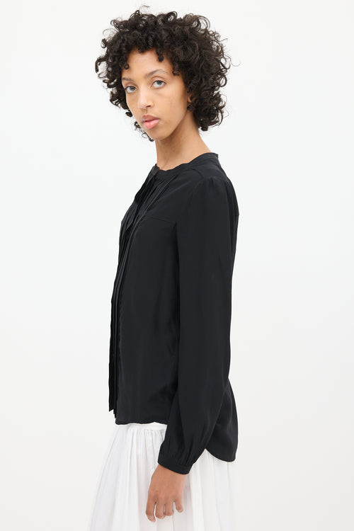 Isabel Marant Black Silk Pleated Shirt