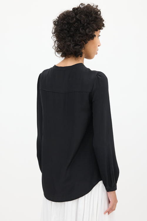 Isabel Marant Black Silk Pleated Shirt