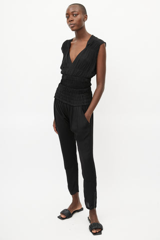 Isabel Marant Black Smocked Drop Seat Trouser