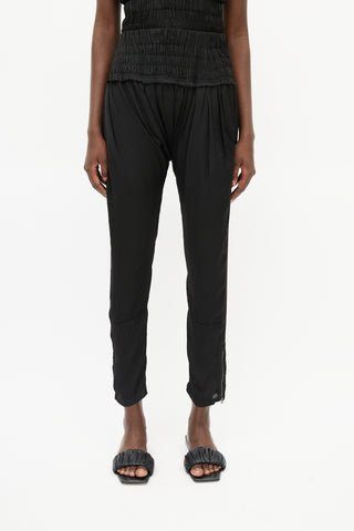 Isabel Marant Black Smocked Drop Seat Trouser