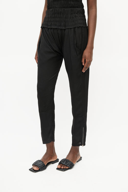 Isabel Marant Black Smocked Drop Seat Trouser