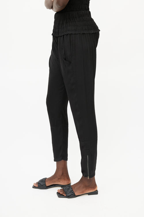 Isabel Marant Black Smocked Drop Seat Trouser