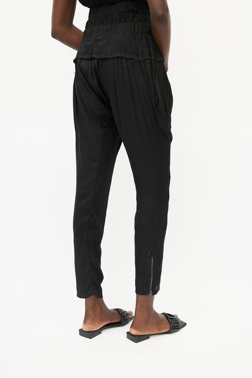 Isabel Marant Black Smocked Drop Seat Trouser