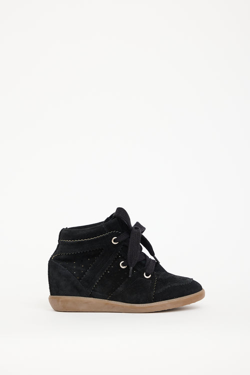 Isabel Marant Black Suede Wedge Bobby Sneaker