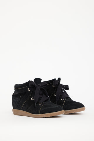 Isabel Marant Black Suede Wedge Bobby Sneaker