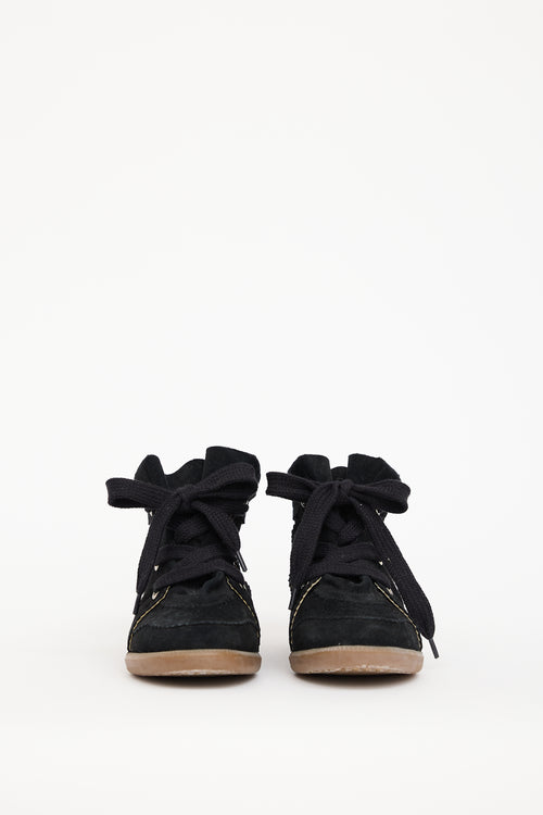 Isabel Marant Black Suede Wedge Bobby Sneaker