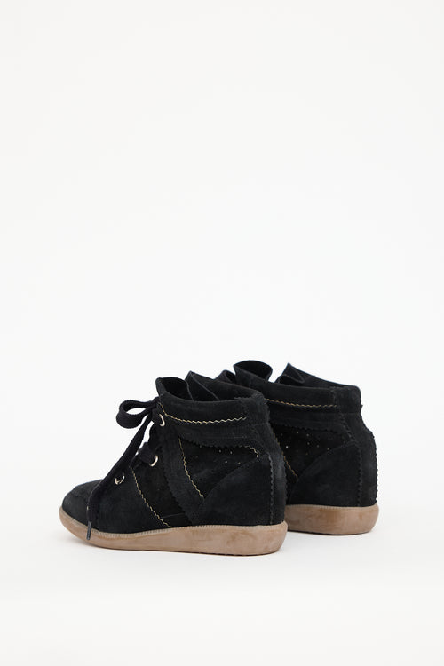 Isabel Marant Black Suede Wedge Bobby Sneaker