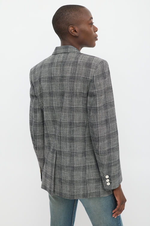 Isabel Marant Black 
White Cotton 
Wool Check Blazer