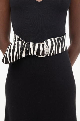 Isabel Marant Black 
White Printed Fur Belt