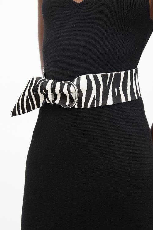 Isabel Marant Black 
White Printed Fur Belt