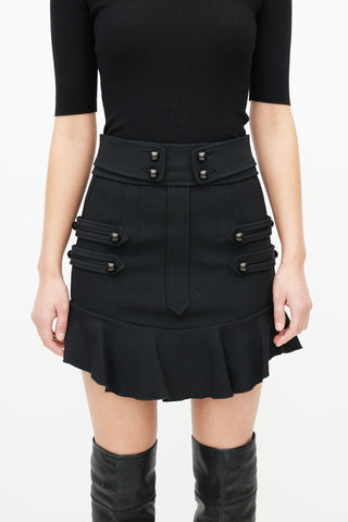 Isabel Marant Black Wool Ruffled Skirt