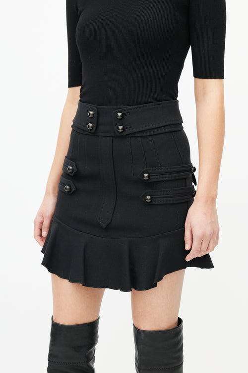 Isabel Marant Black Wool Ruffled Skirt