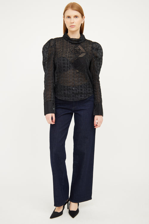 Isabel Marant Black Eyelet 
Lace Blouse