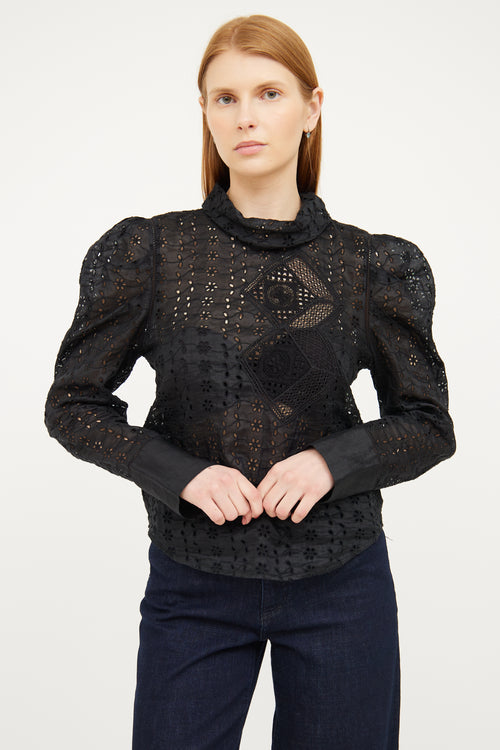 Isabel Marant Black Eyelet 
Lace Blouse