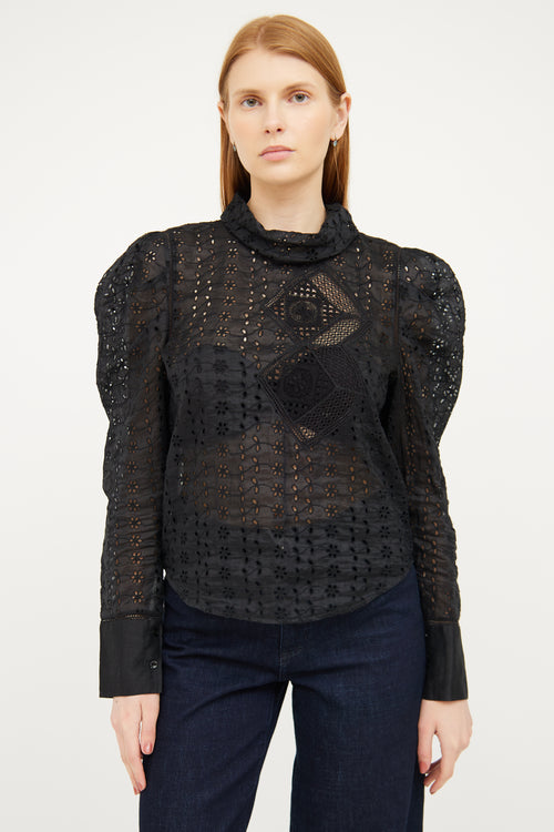 Isabel Marant Black Eyelet 
Lace Blouse