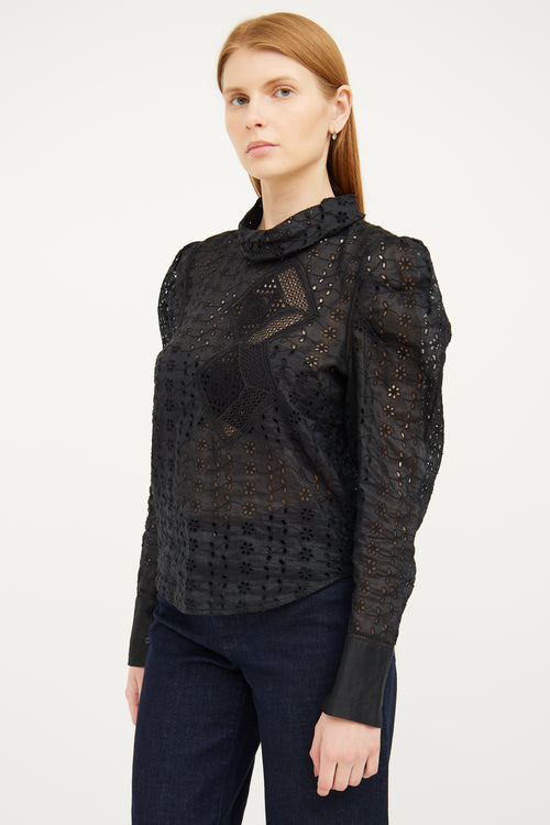 Isabel Marant Black Eyelet 
Lace Blouse