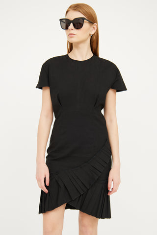 Isabel Marant Black Linen Ruffle Sheath Dress