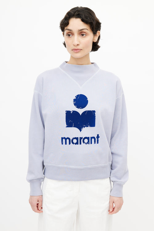 Isabel Marant Blue Flocked Logo Sweatshirt