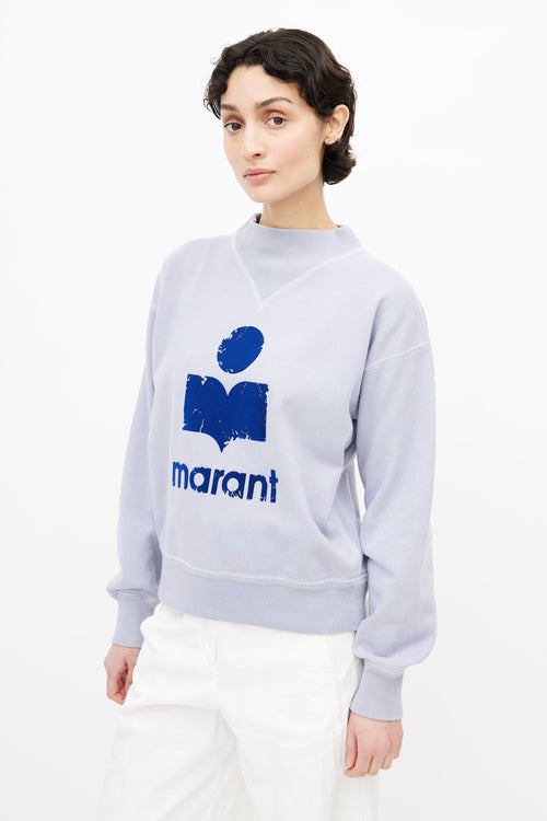 Isabel Marant Blue Flocked Logo Sweatshirt