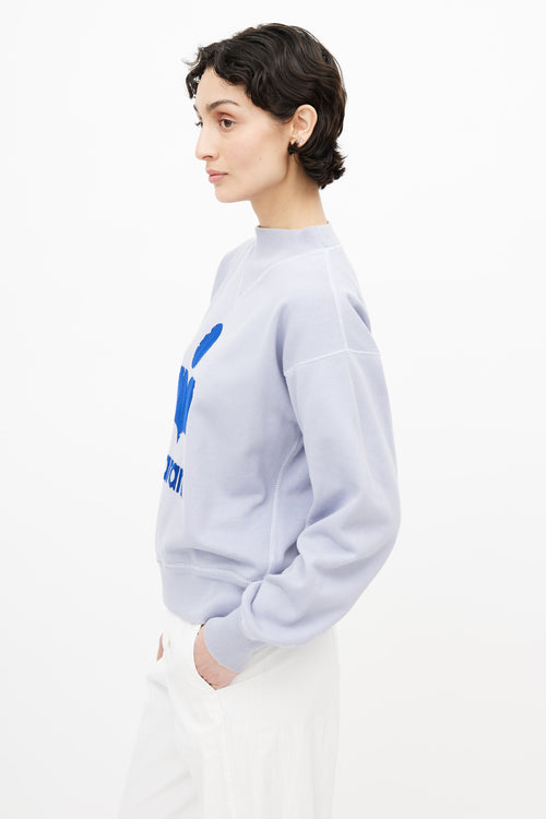 Isabel Marant Blue Flocked Logo Sweatshirt