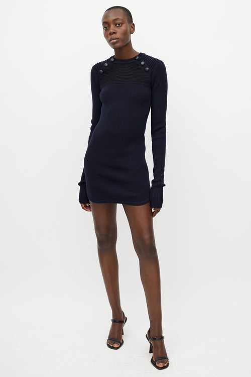 Isabel Marant Blue Knit Button Sweater Dress