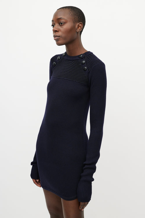 Isabel Marant Blue Knit Button Sweater Dress