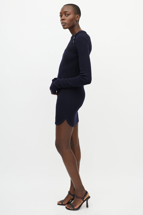 Isabel Marant Blue Knit Button Sweater Dress