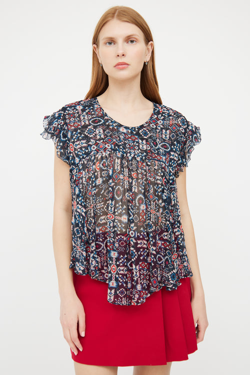 Isabel Marant Étoile Navy 
Multi Geometric Top