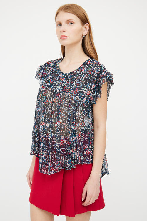 Isabel Marant Étoile Navy 
Multi Geometric Top